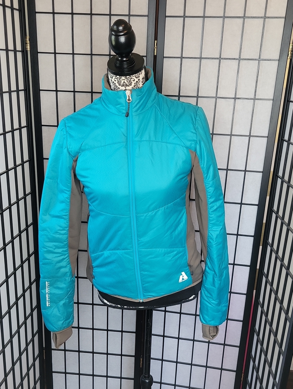 Eddie Bauer First Ascent Teal and Gray Quilted Insulated Jacket